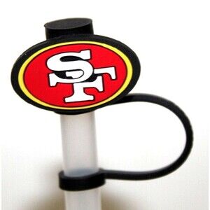 Sport Straw Cover Cap Football NFL Silicone Straw San Francisco 49ers Logo Lot 4